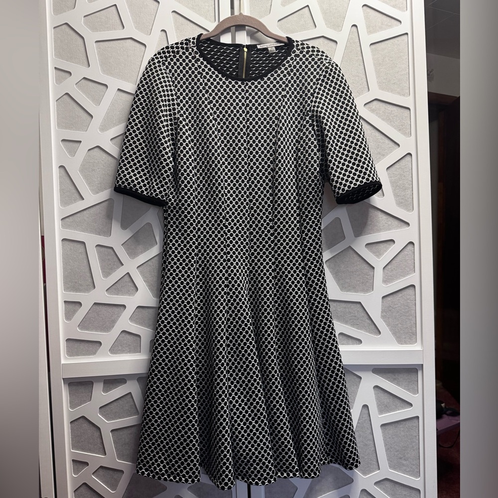 Danny & Nicole Black and White Geometric Midi Dress